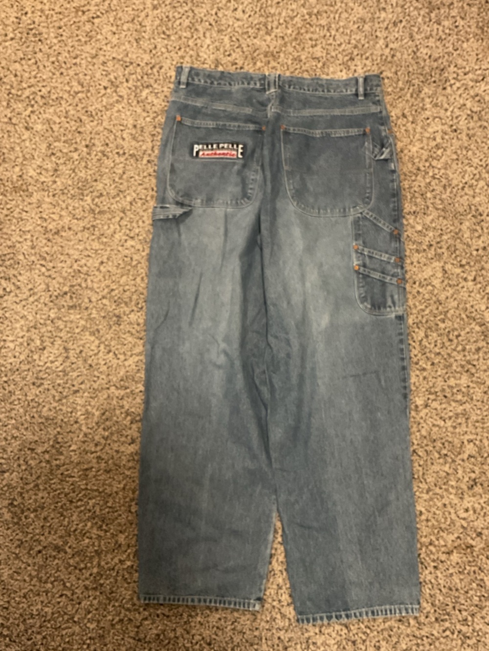 Pelle Pelle Men's Light Blue Relaxed Fit Carpenter Jeans